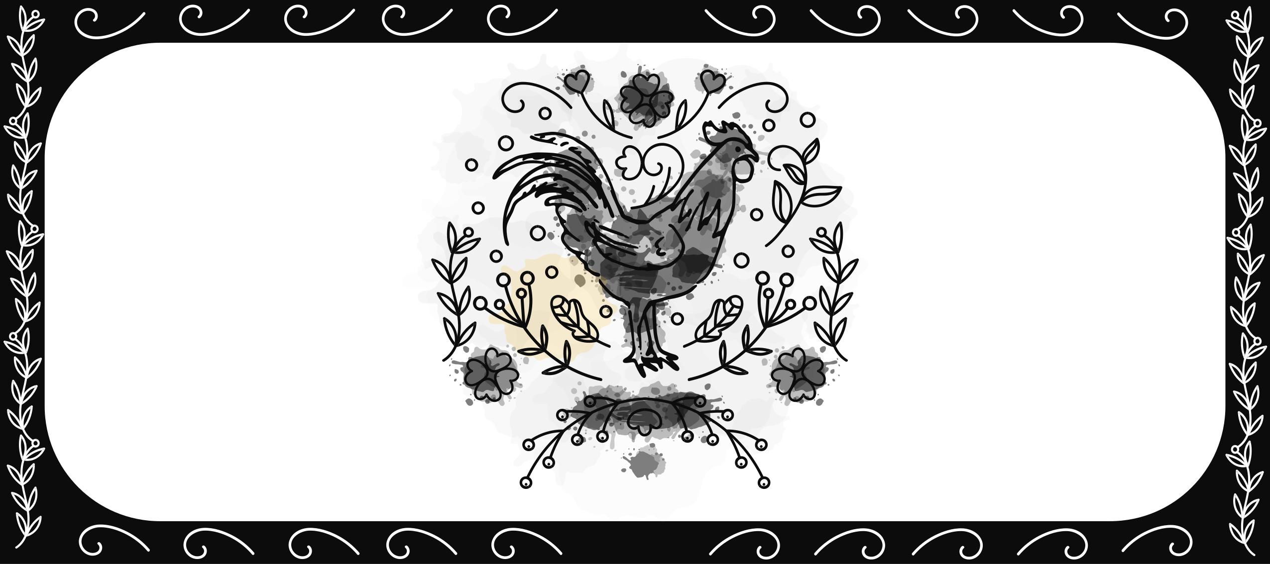 Charming Rooster Motif flower vinyl rug - TenStickers