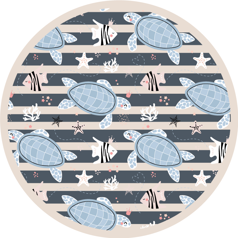 Turtles and stripes nautical pattern floor tile - TenStickers