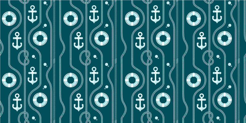 Blue nautical anchor bathroom vinyl rug - TenStickers