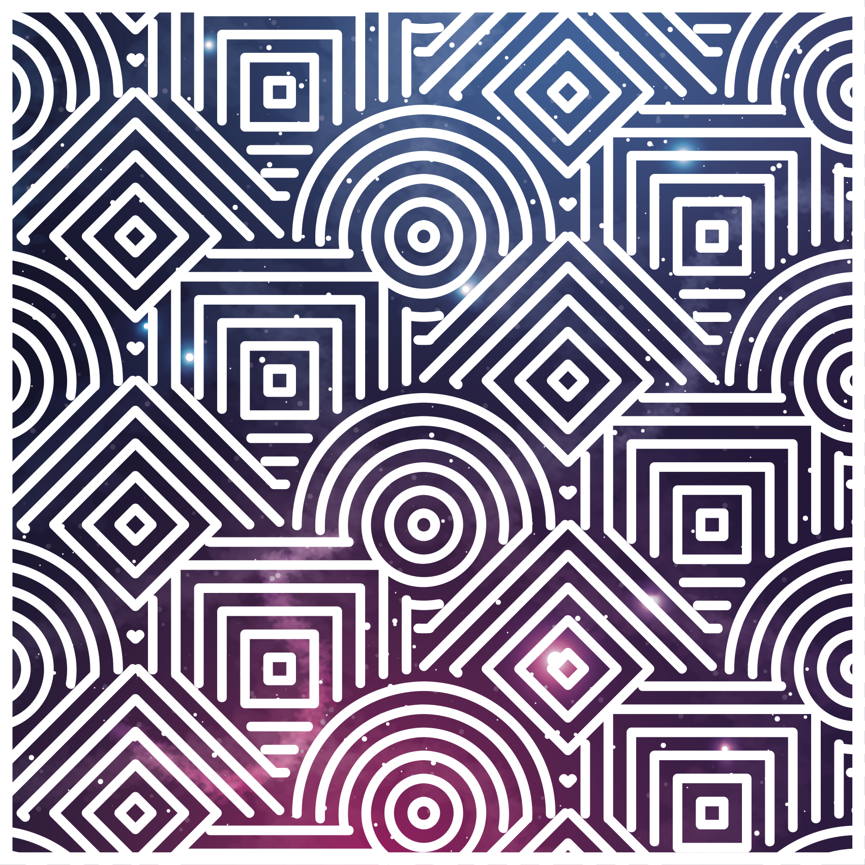 Complex rounds and squares geometric vinyl rug - TenStickers