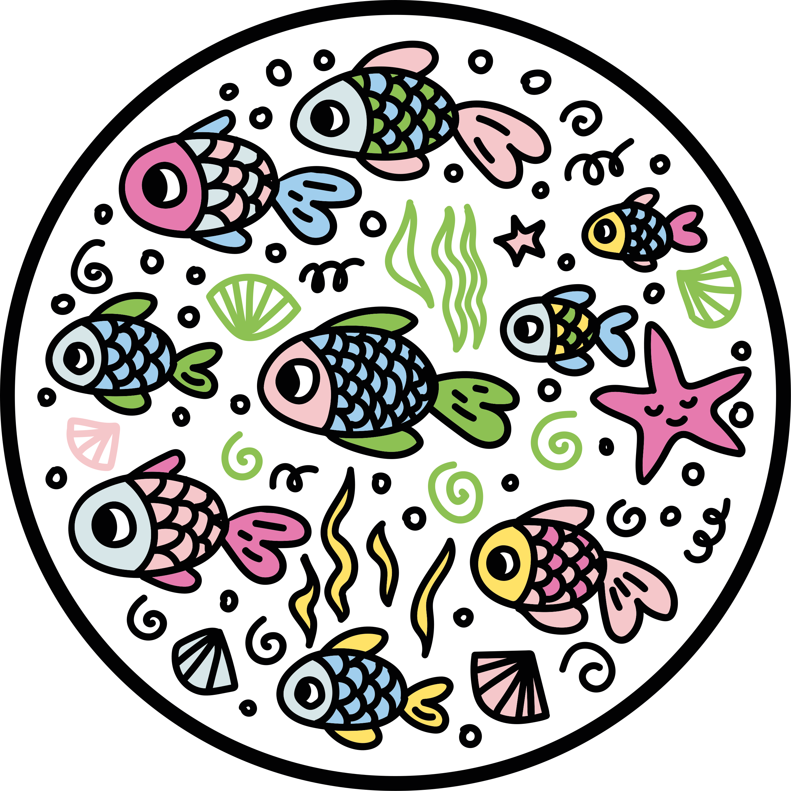 Colorful fish patterns animal vinyl rug - TenStickers