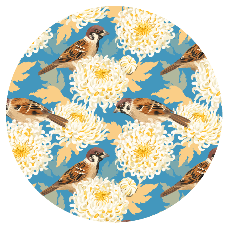 Flower vinyl rug sparrow floral design - TenStickers