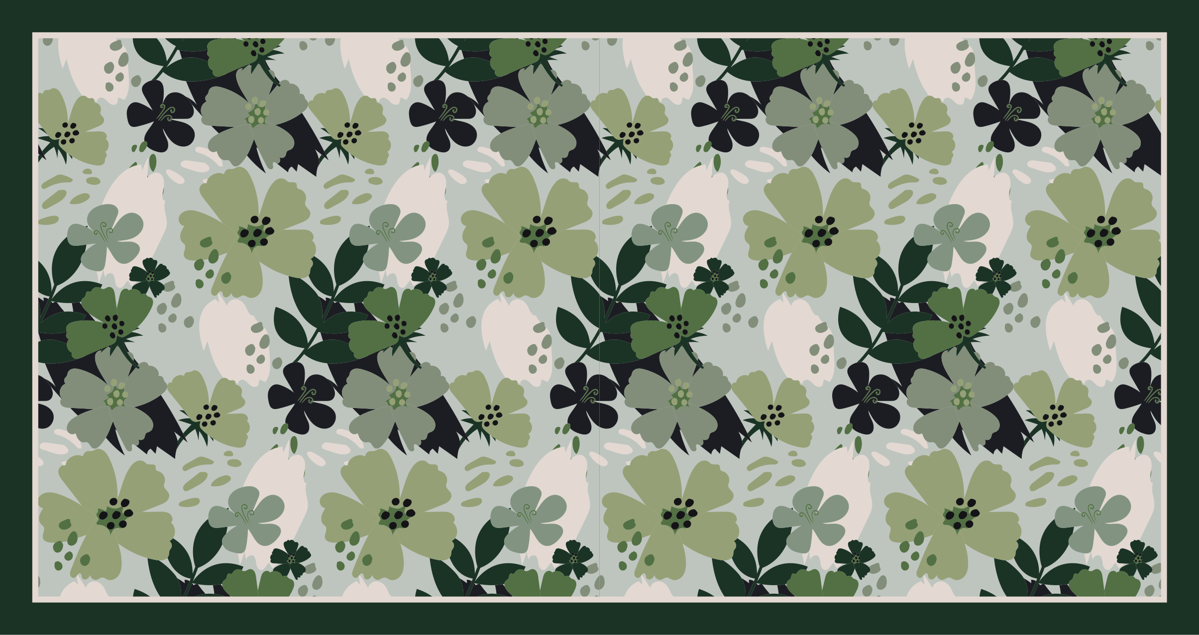 Floral Patterned Green flower vinyl rug - TenStickers