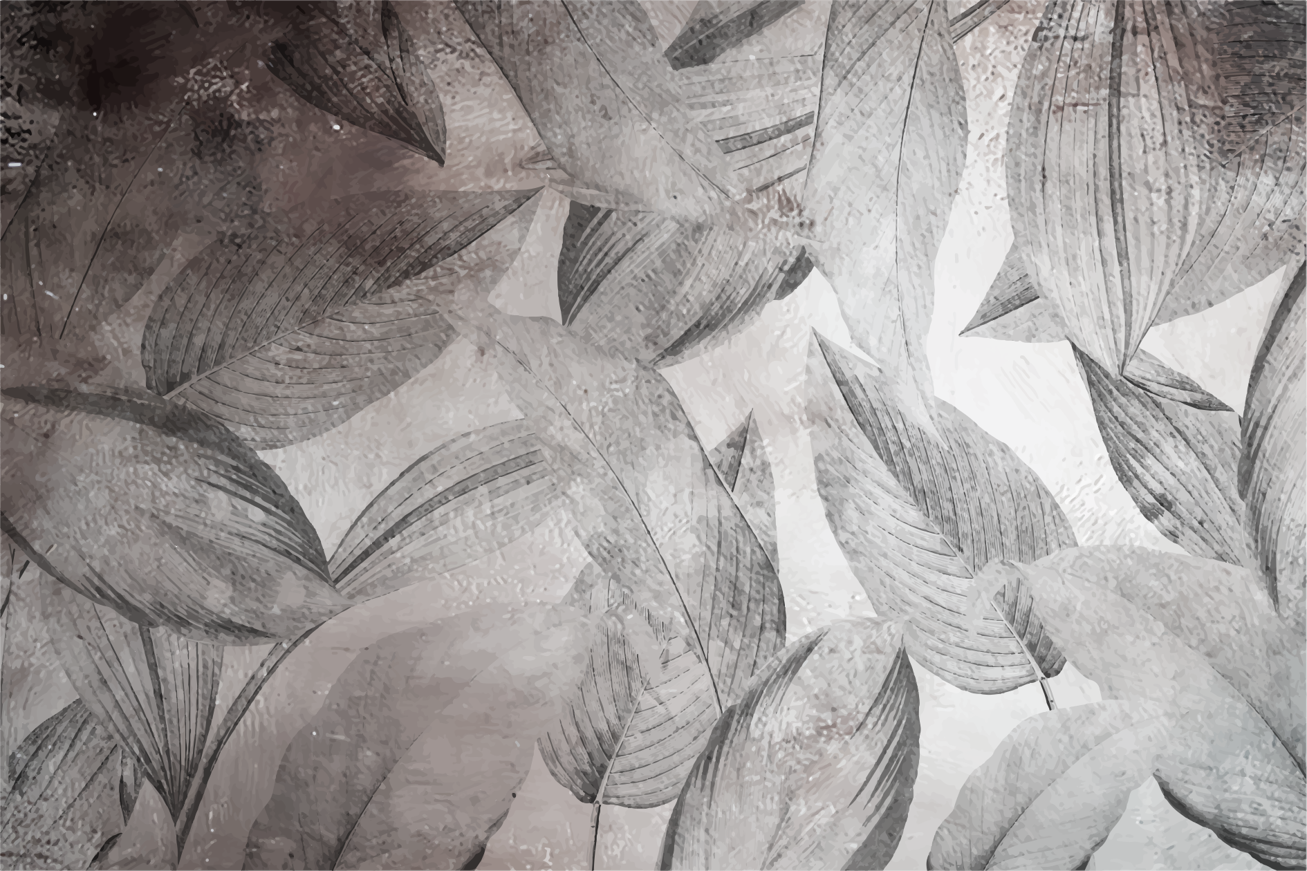 Leafy monochrome pattern flower vinyl rug - TenStickers