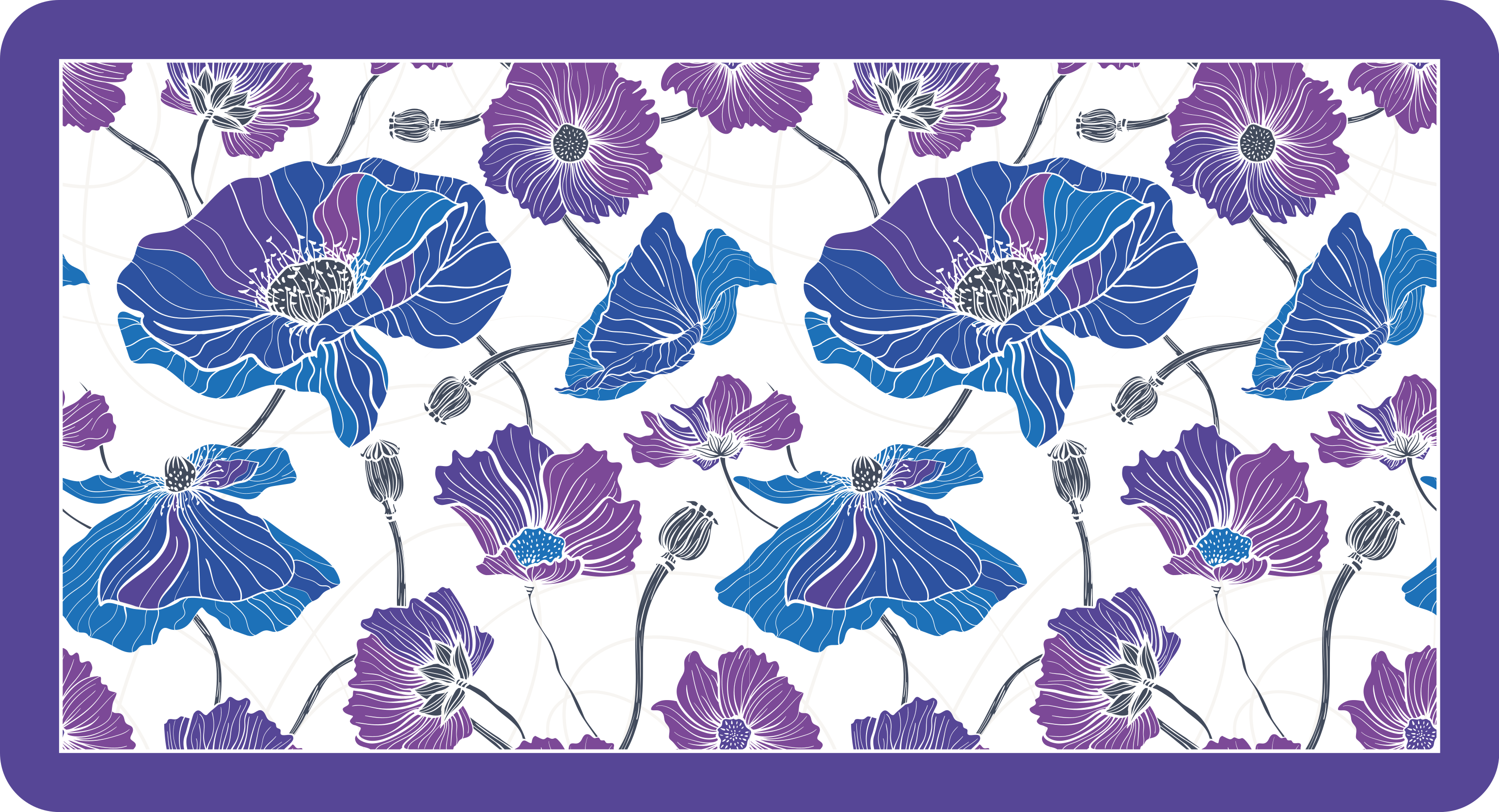 Blue botanical dream flower vinyl rug - TenStickers