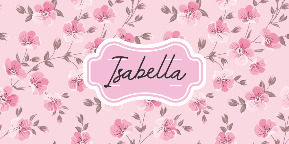 Pink floral design with name teenager vinyl rug - TenStickers