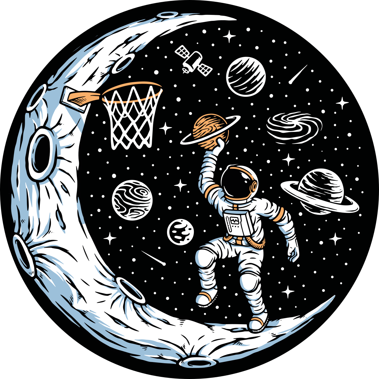 Astronaut playing basketball bedroom rug - TenStickers