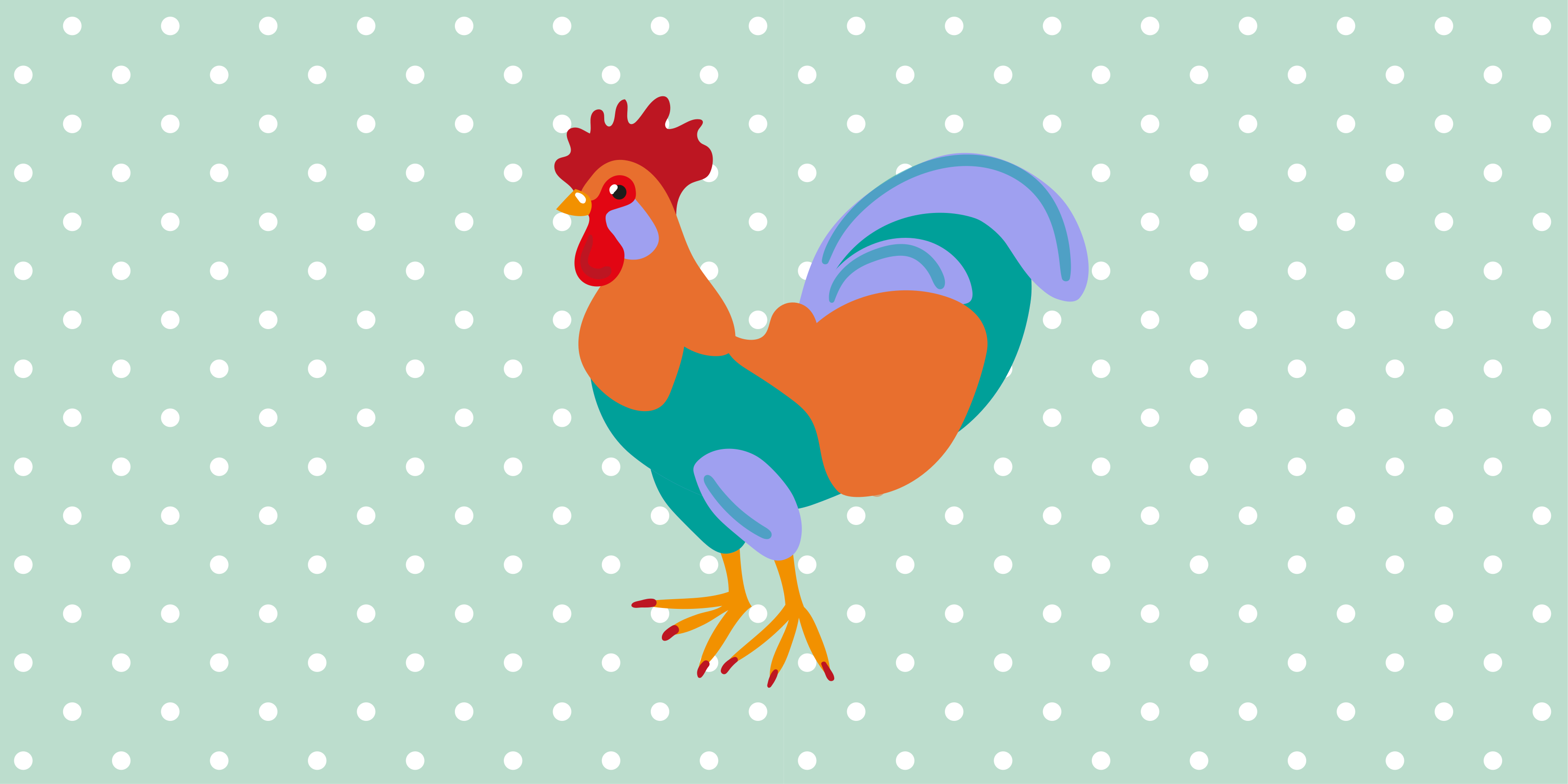 Animal vinyl rug with colorful rooster design - TenStickers