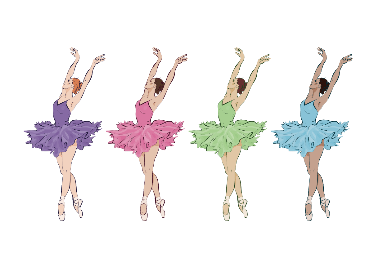 Ballet Dancers Set vinyl rug - TenStickers