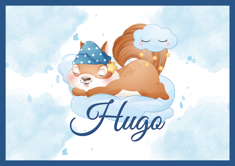 Cute squirrel for boy with name baby play mat - TenStickers