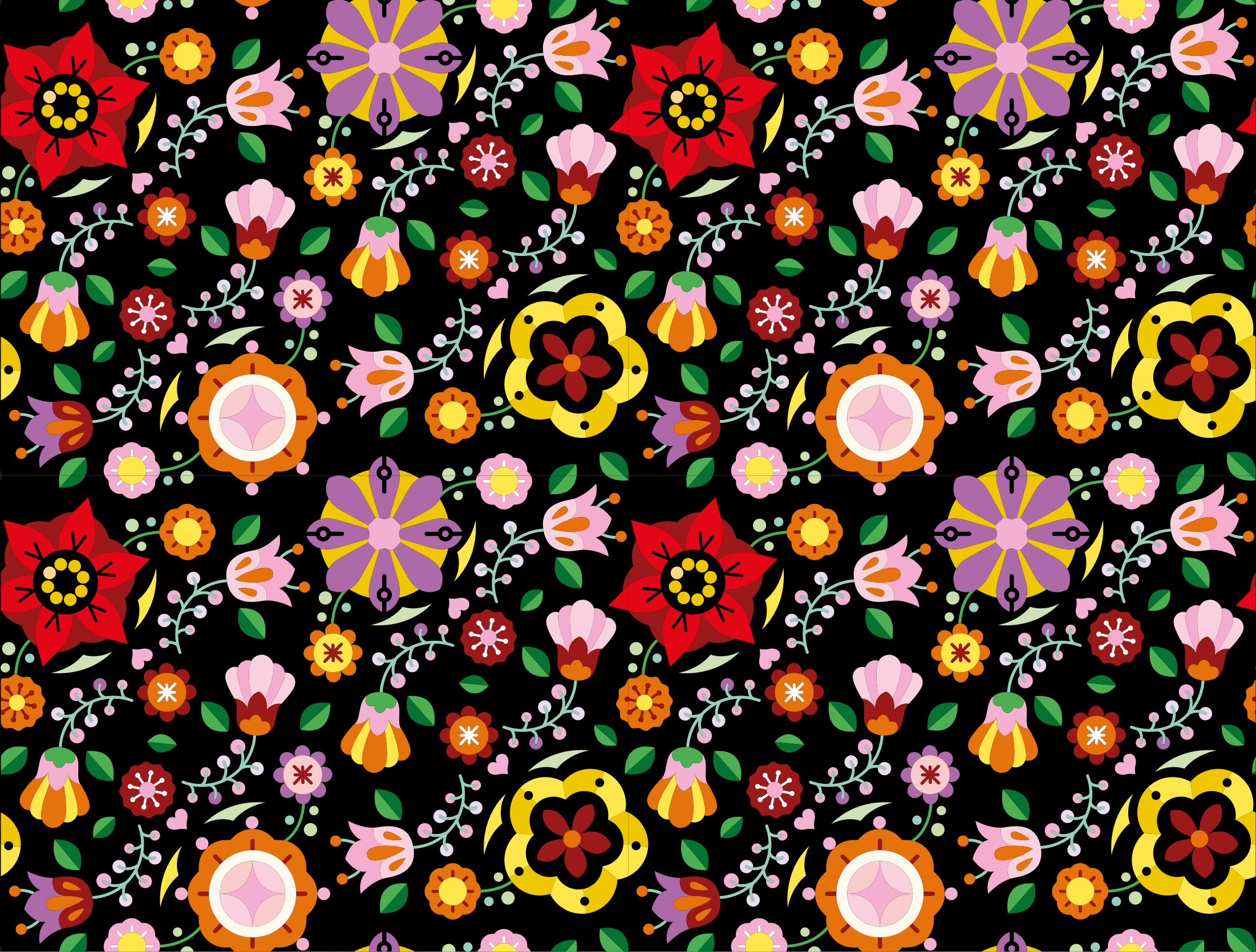 Bright Botanical Illustration flower vinyl rug - TenStickers