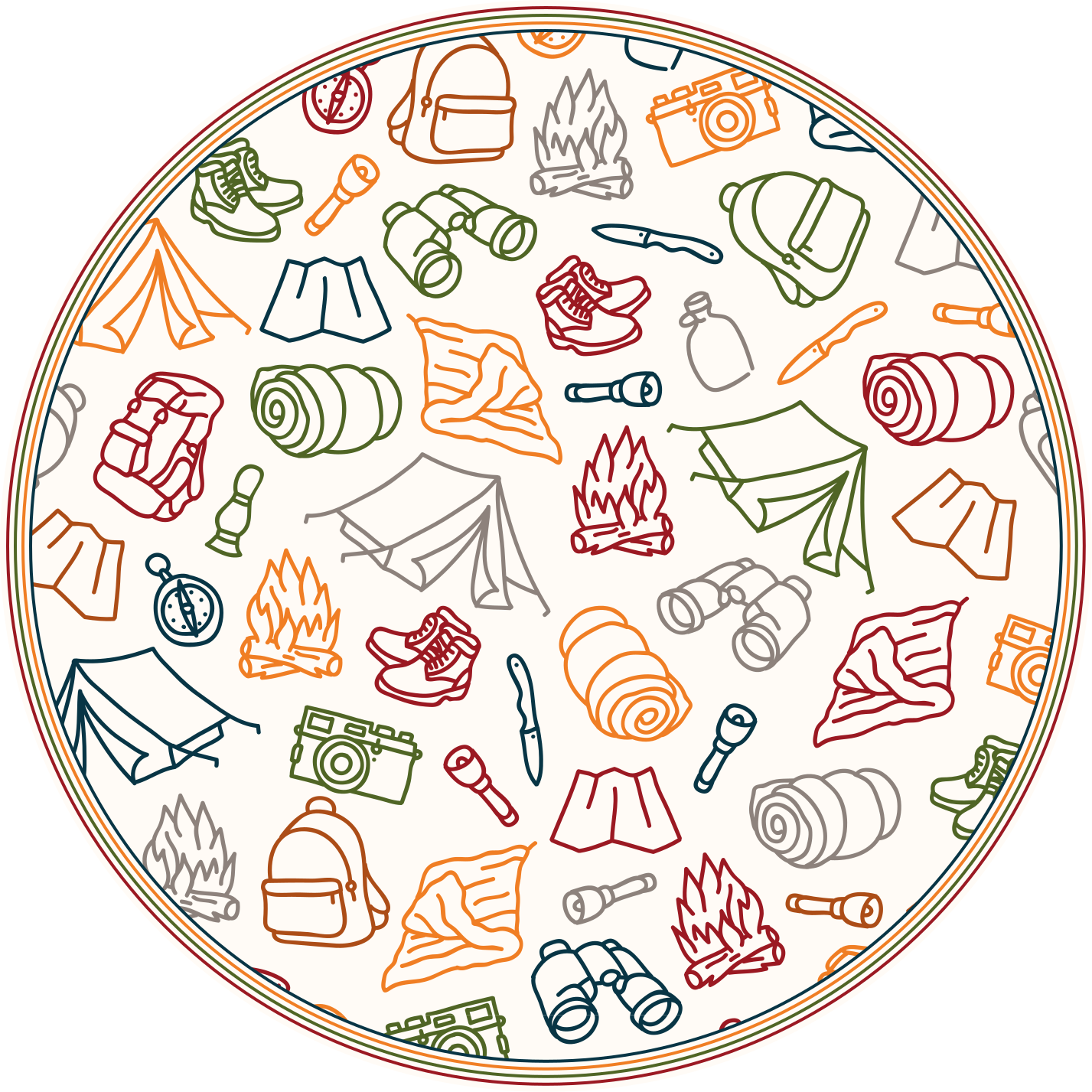 Adventure gear icons vinyl rug - TenStickers