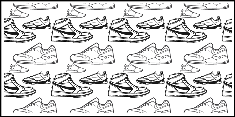 Sneaker Outline Pattern teenager vinyl rug - TenStickers