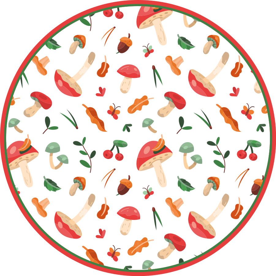 Mushroom floral motif flower vinyl rug - TenStickers