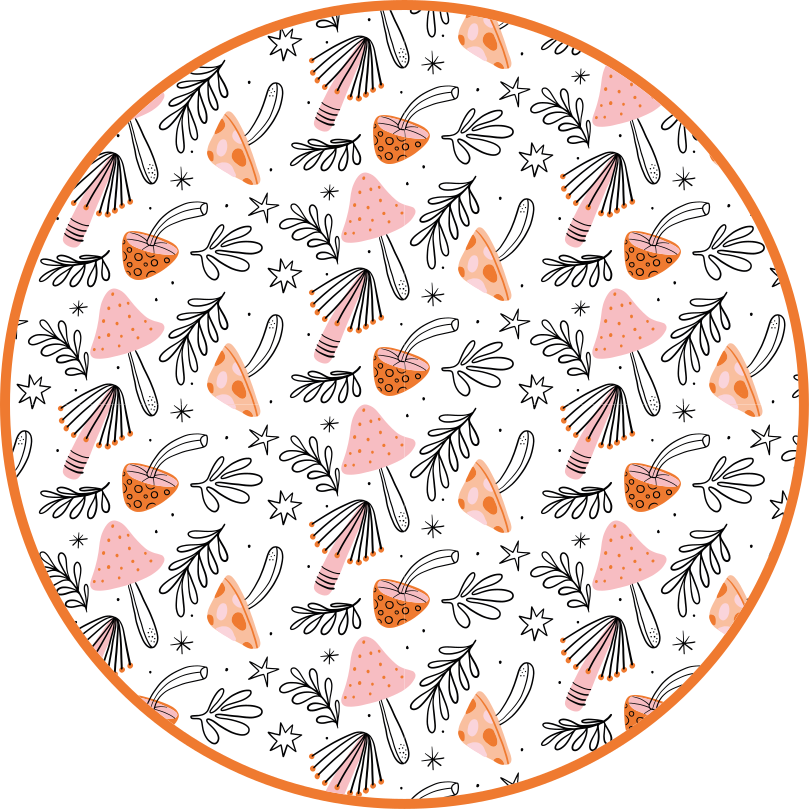 Nordic mushroom motif flower vinyl rug - TenStickers