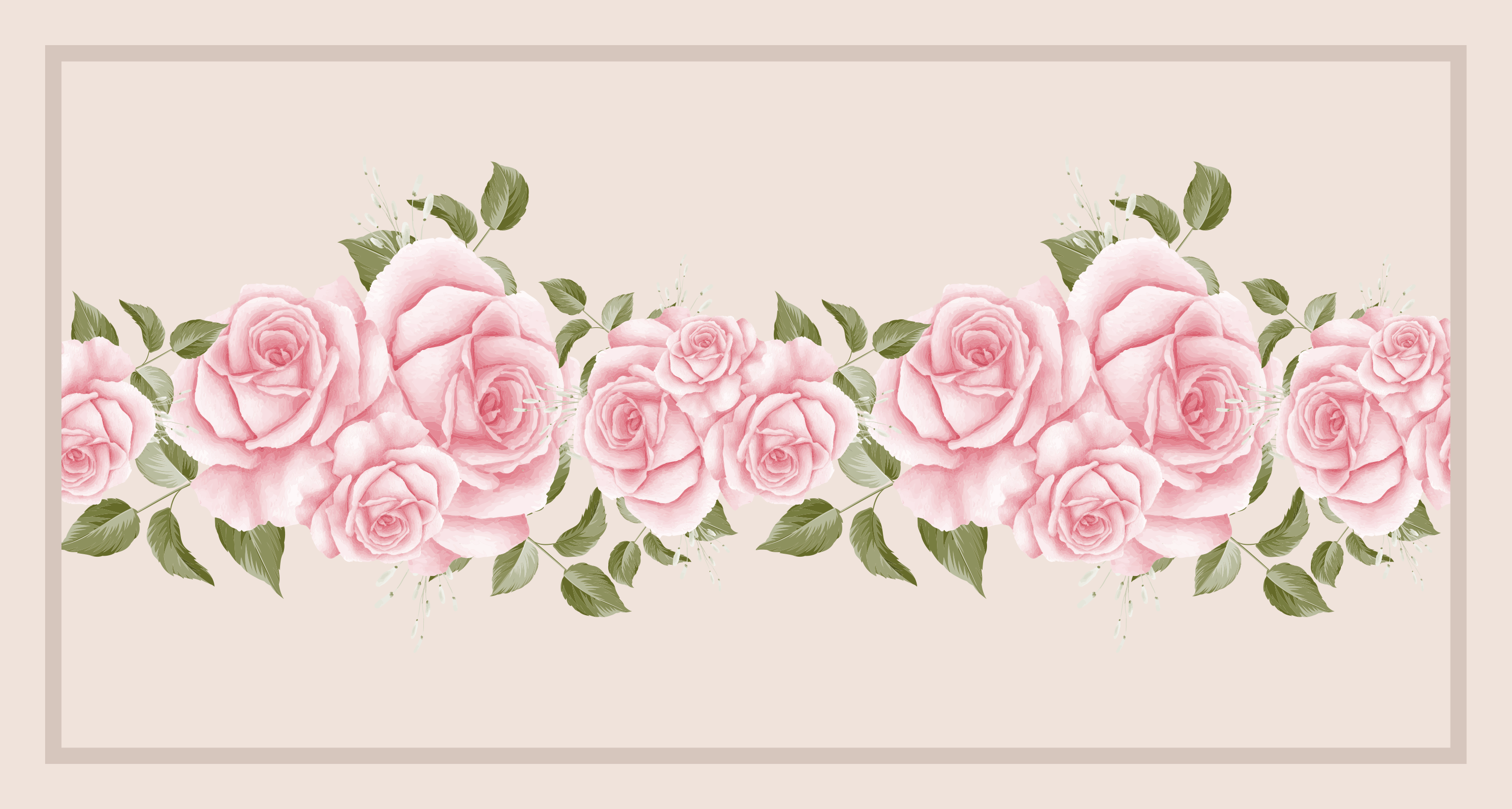 PINK ROSE BORDER flower vinyl rug - TenStickers