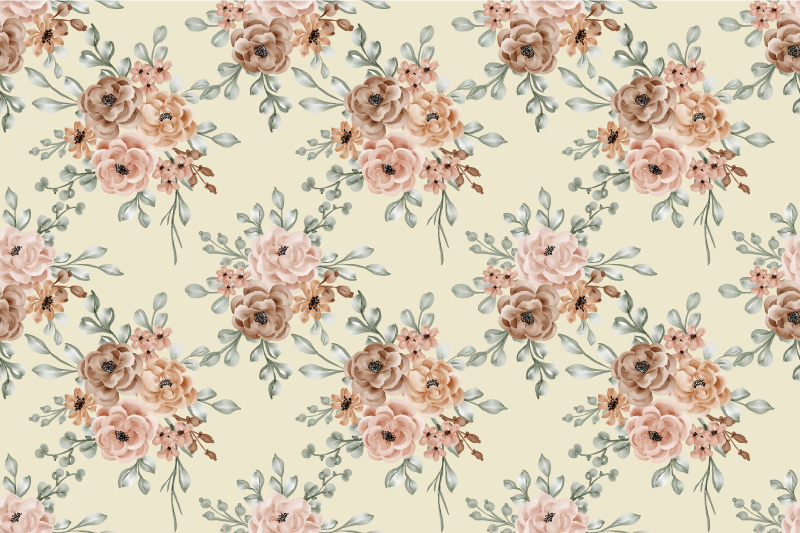 Beige nature flower vinyl rug - TenStickers