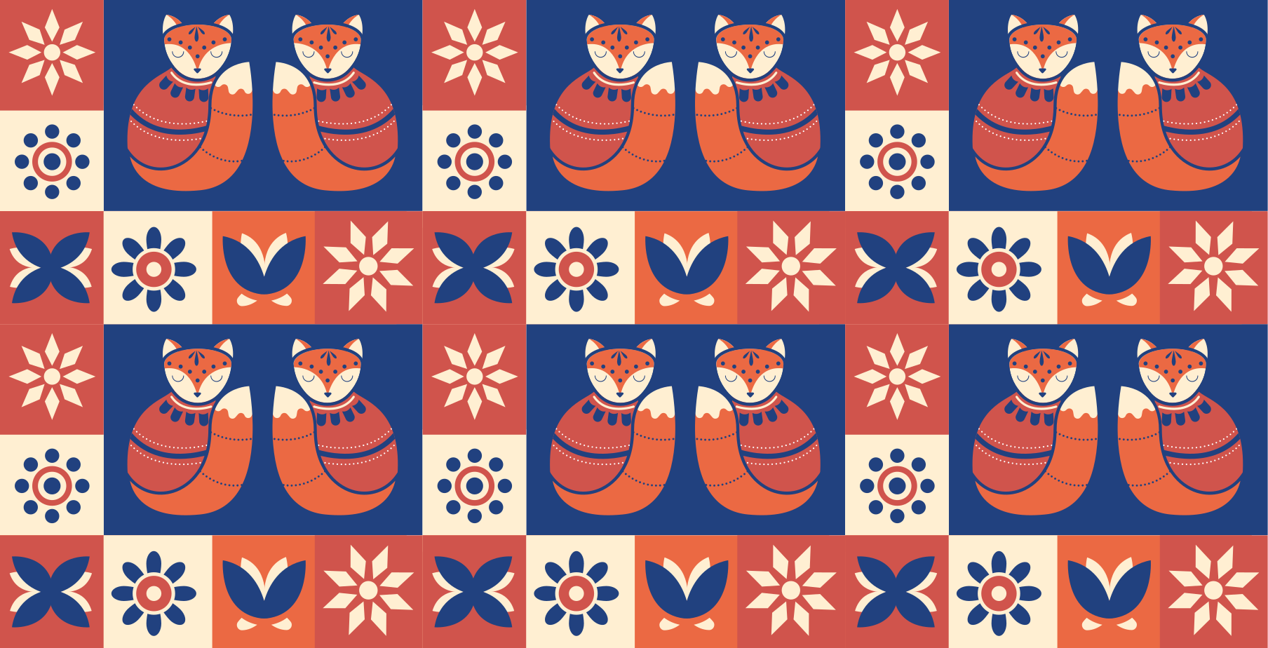 Colourful Fox Patterns vinyl rug - TenStickers