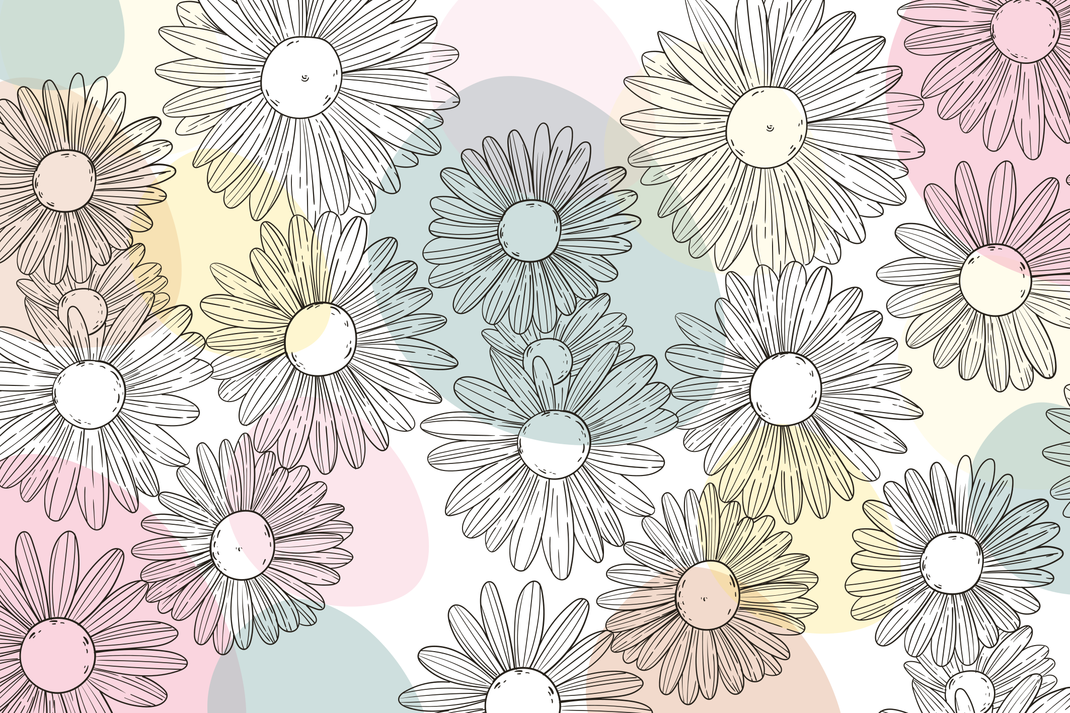 Aquarella daisy design flower vinyl rug - TenStickers