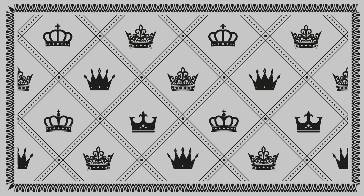 Monochrome Crown Pattern gray vinyl rug - TenStickers