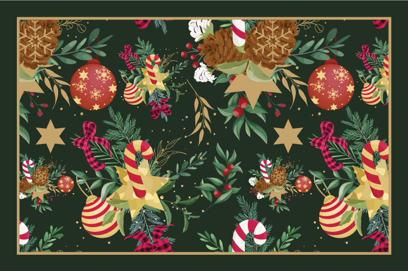 Festive Holiday Motifs Christmas vinyl rug - TenStickers