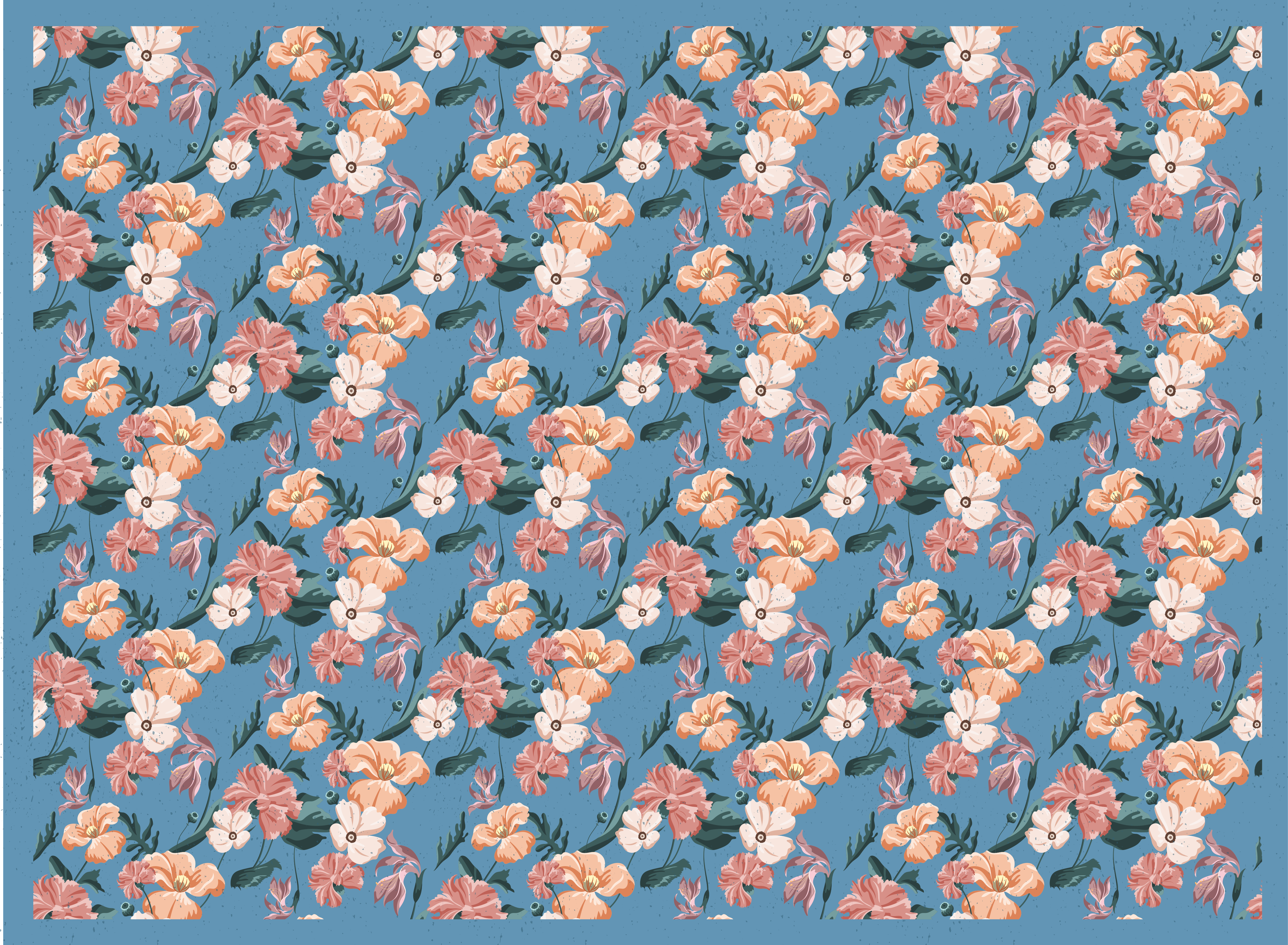 Flowerprint 'Ziedi Jeans' floral rug - TenStickers