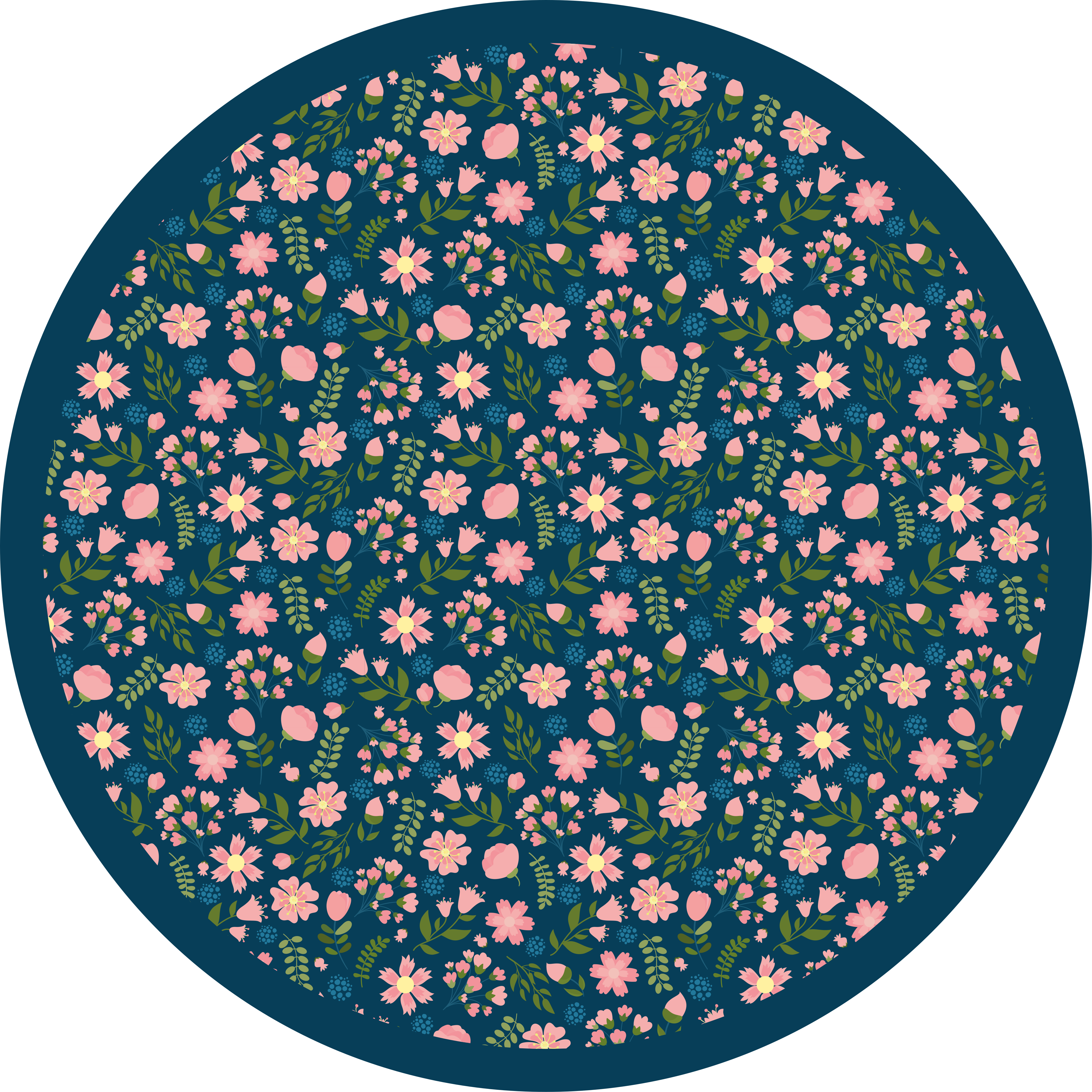 Floral Circular Pattern floral vinyl rug - TenStickers