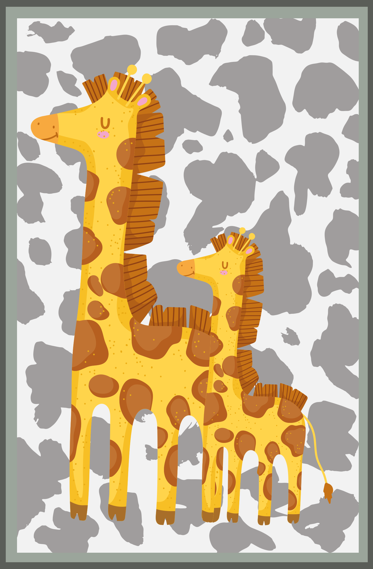 Giraffe Family Motif playroom vinyl rug - TenStickers