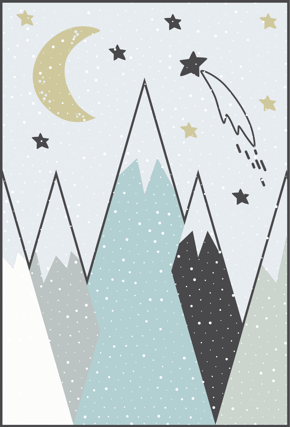 Mountainous Night Sky playroom vinyl rug - TenStickers