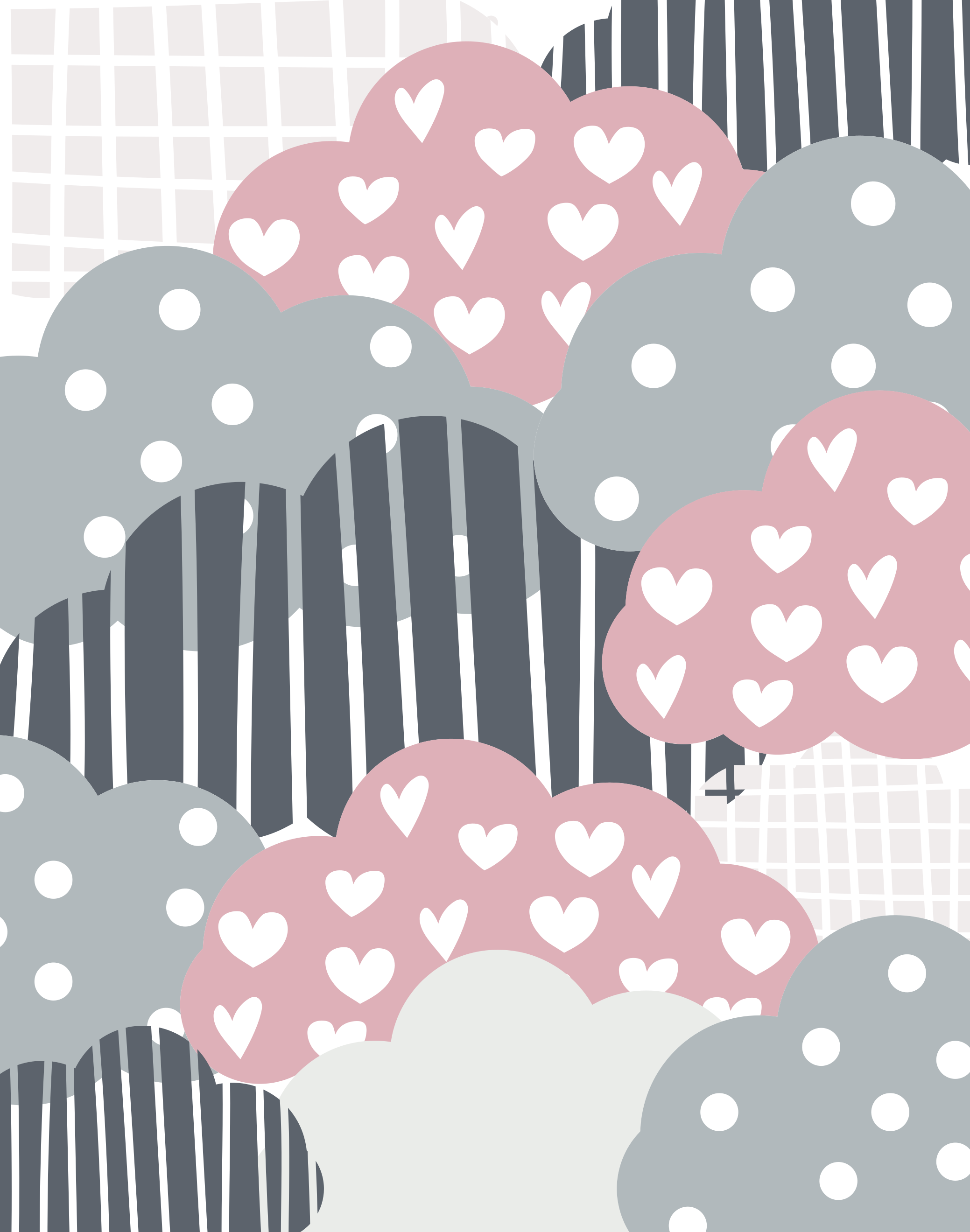 Cloudy Hearts Pattern playroom vinyl rug - TenStickers