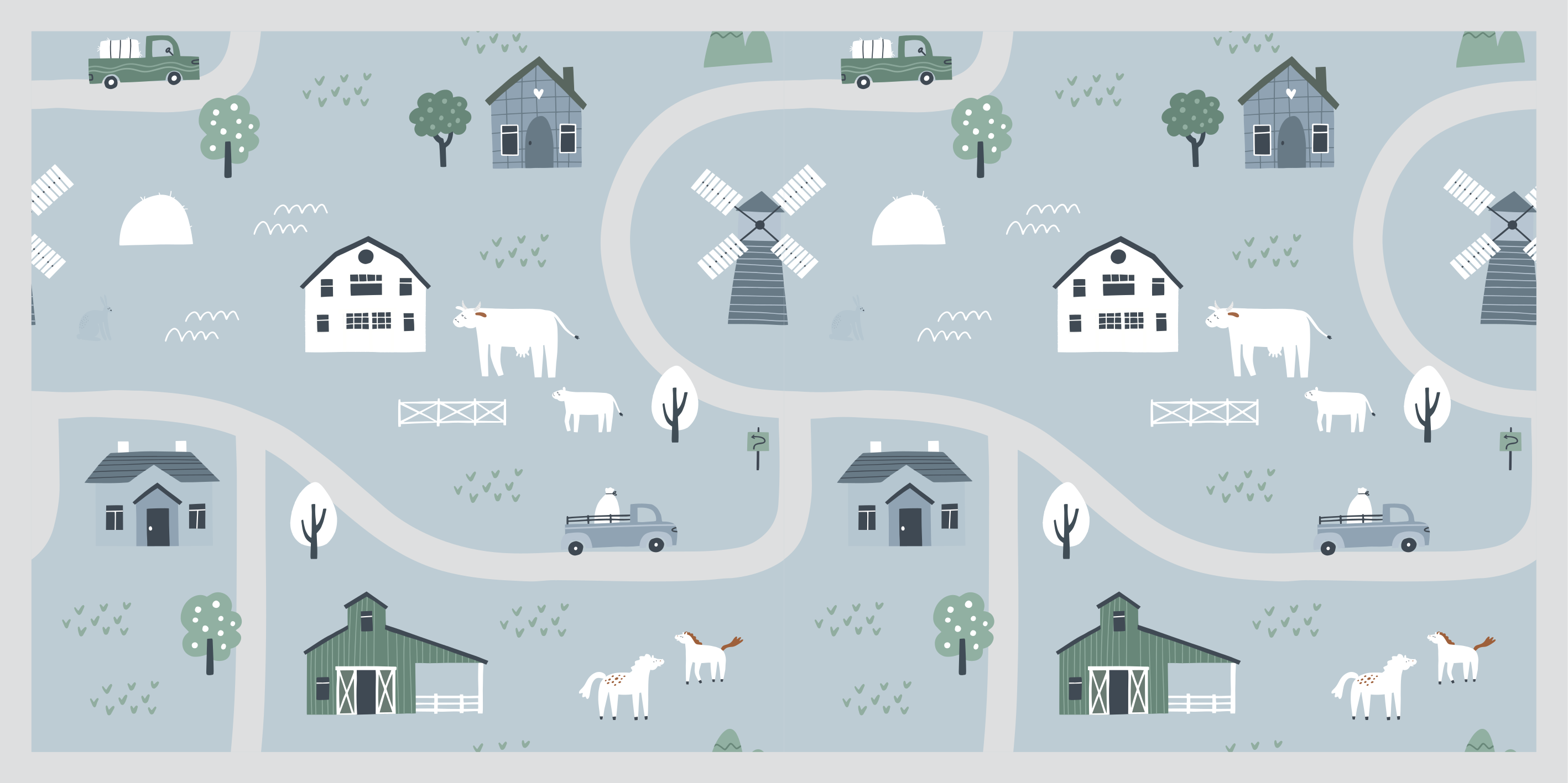 Playful Farm Theme playroom vinyl rug - TenStickers