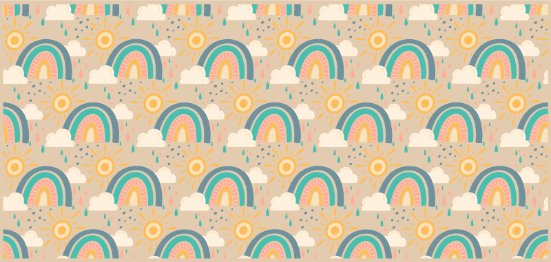 Cheerful Rainbow Pattern playroom vinyl rug - TenStickers