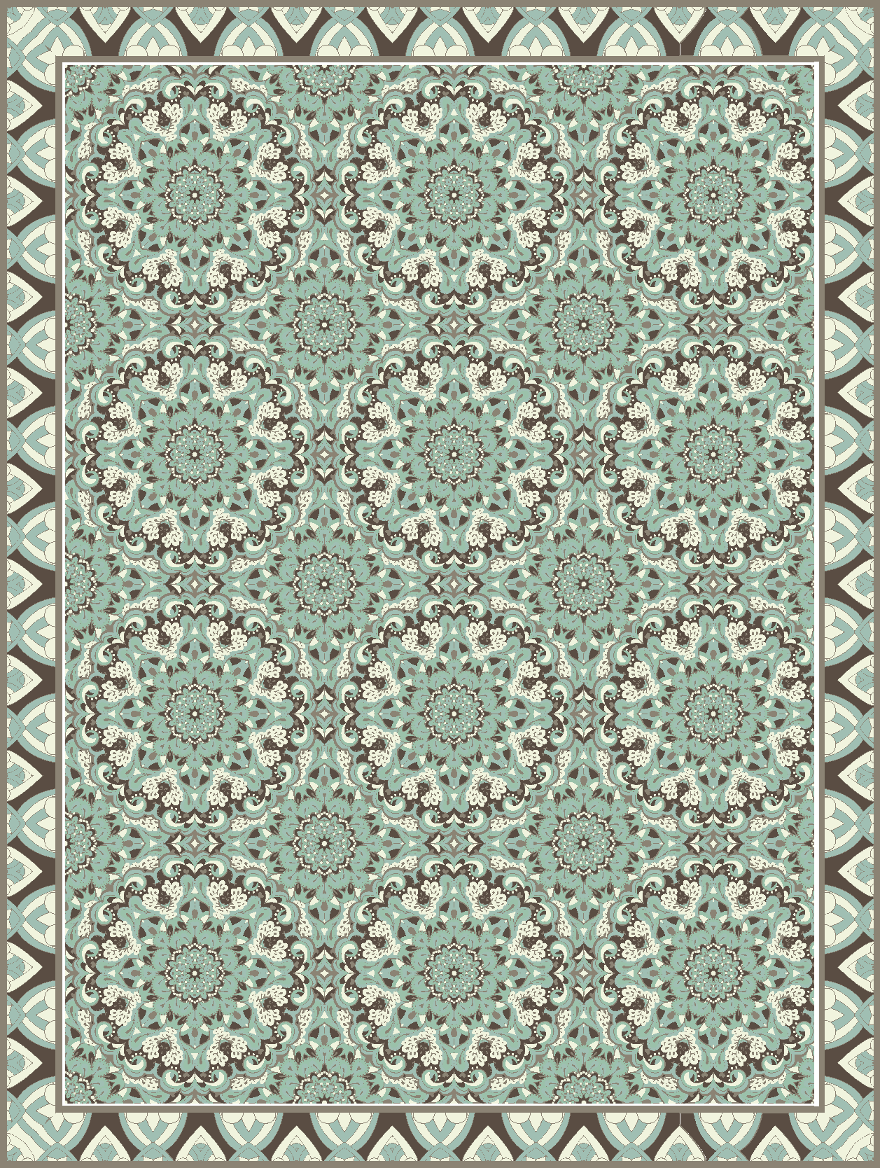 Floral tile pattern dining room vinyl rug - TenStickers