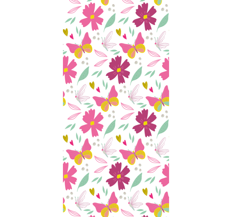 Colorful floral pattern butterfly wallpaper - TenStickers
