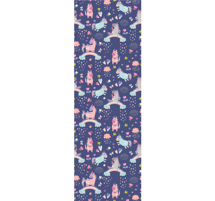 Colorful unicorn patterns kids wallpaper - TenStickers