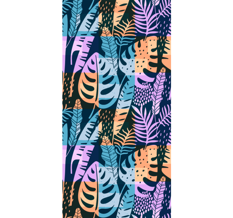 Tropical colored art leaf wallpaper - TenStickers