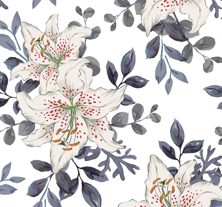 Floral White Lilies flower wallpaper - TenStickers