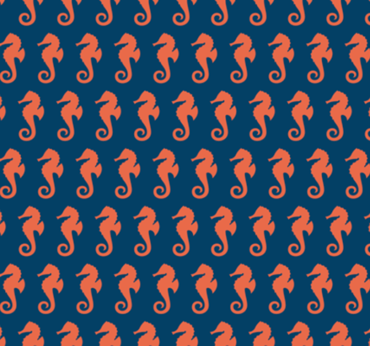 Bedroom wallpaper with orange sea horse design - TenStickers