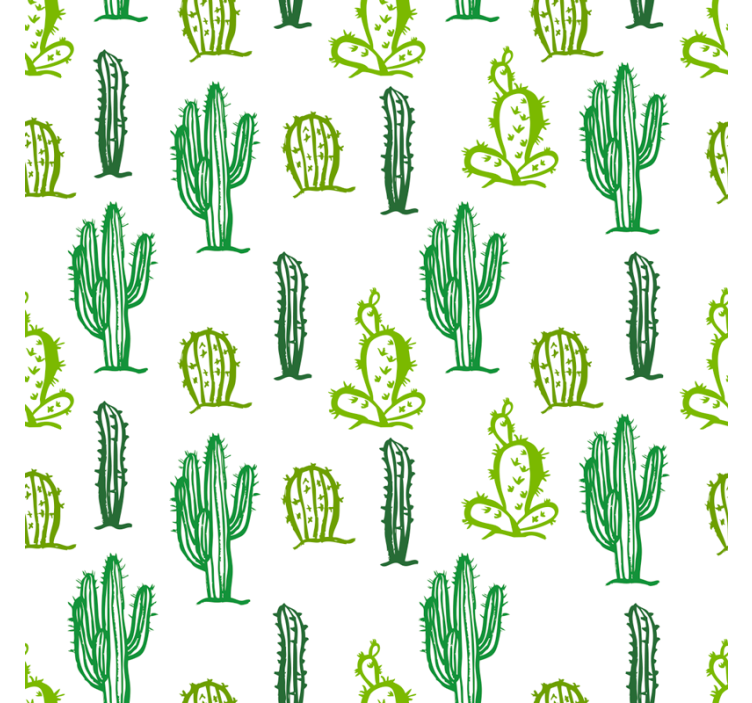 Living room wallpaper green cactus design - TenStickers