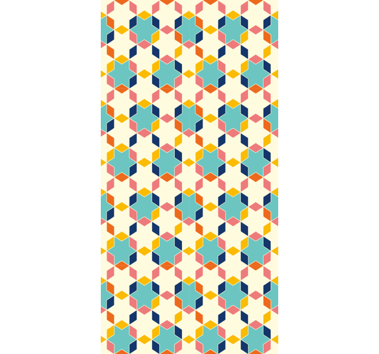 Living room wallpaper geometric tiling - TenStickers
