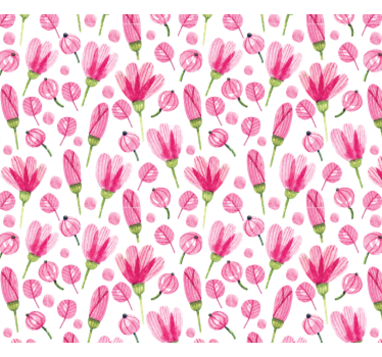 Living room wallpaper pink floral pattern - TenStickers