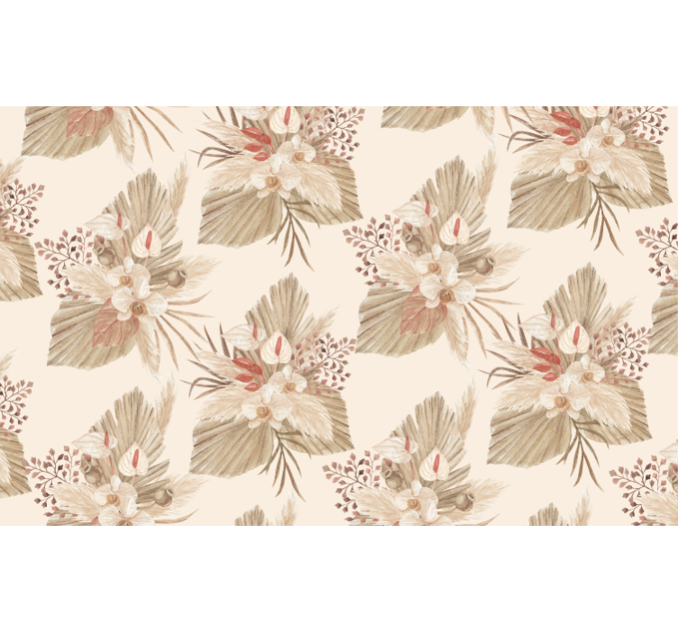 Living room wallpaper dried flowers with pampas grass - TenStickers