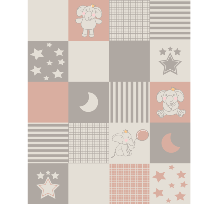 Animal wallpaper featuring elephant motifs with nordic tiles - TenStickers