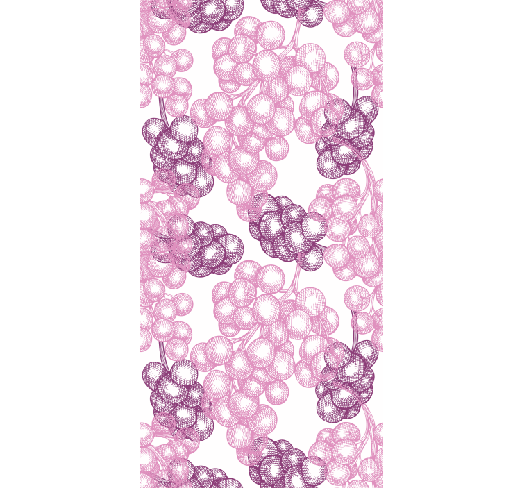Bedroom wallpaper with hand drawn pink and purple grapes - TenStickers
