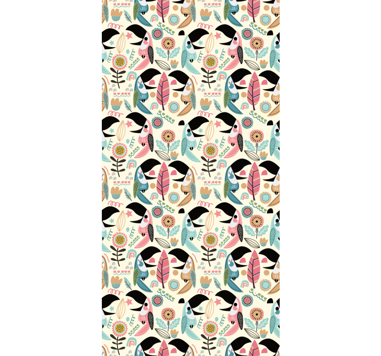 Bedroom wallpaper with tropical toucan pattern - TenStickers