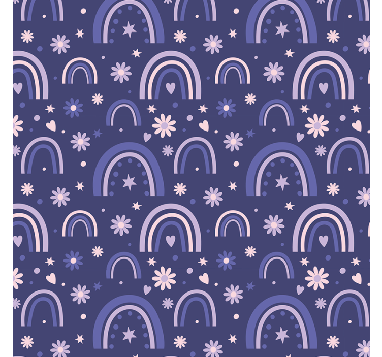 Bedroom wallpaper in purple rainbows - TenStickers