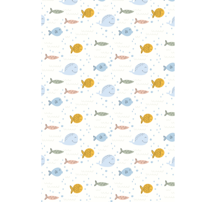 Animal wallpaper cartoon multicolor fish design - TenStickers