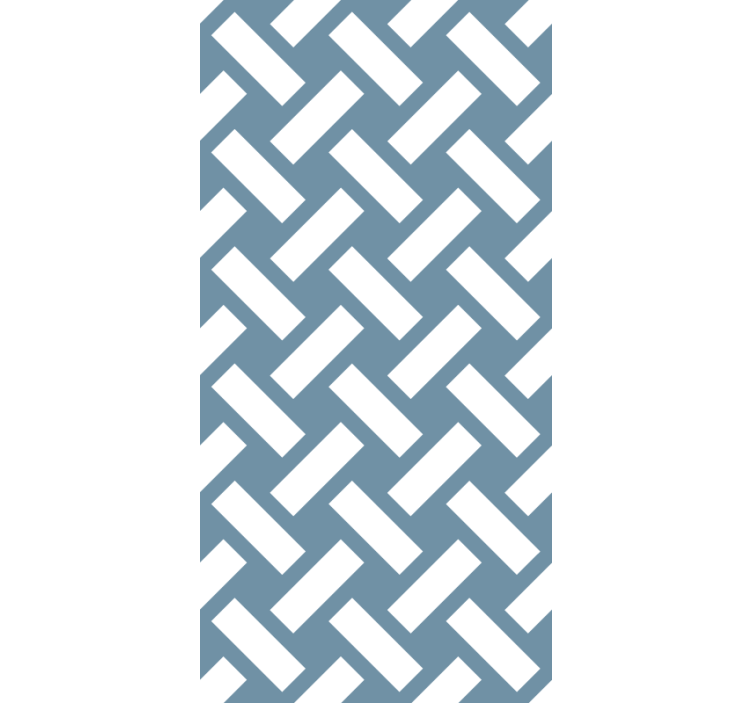 Dining room wallpaper in geometric blue squares - TenStickers