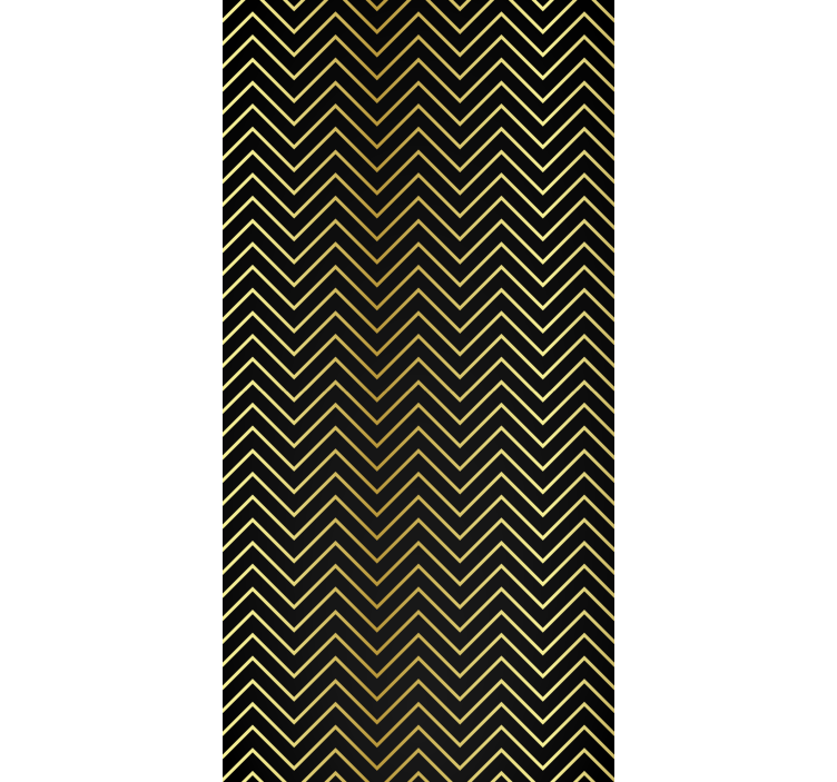 Geometric wallpaper with golden chevron pattern - TenStickers