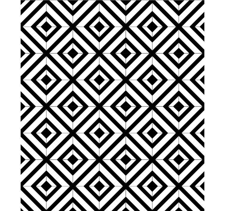 Geometric wallpaper black and white diamonds - TenStickers